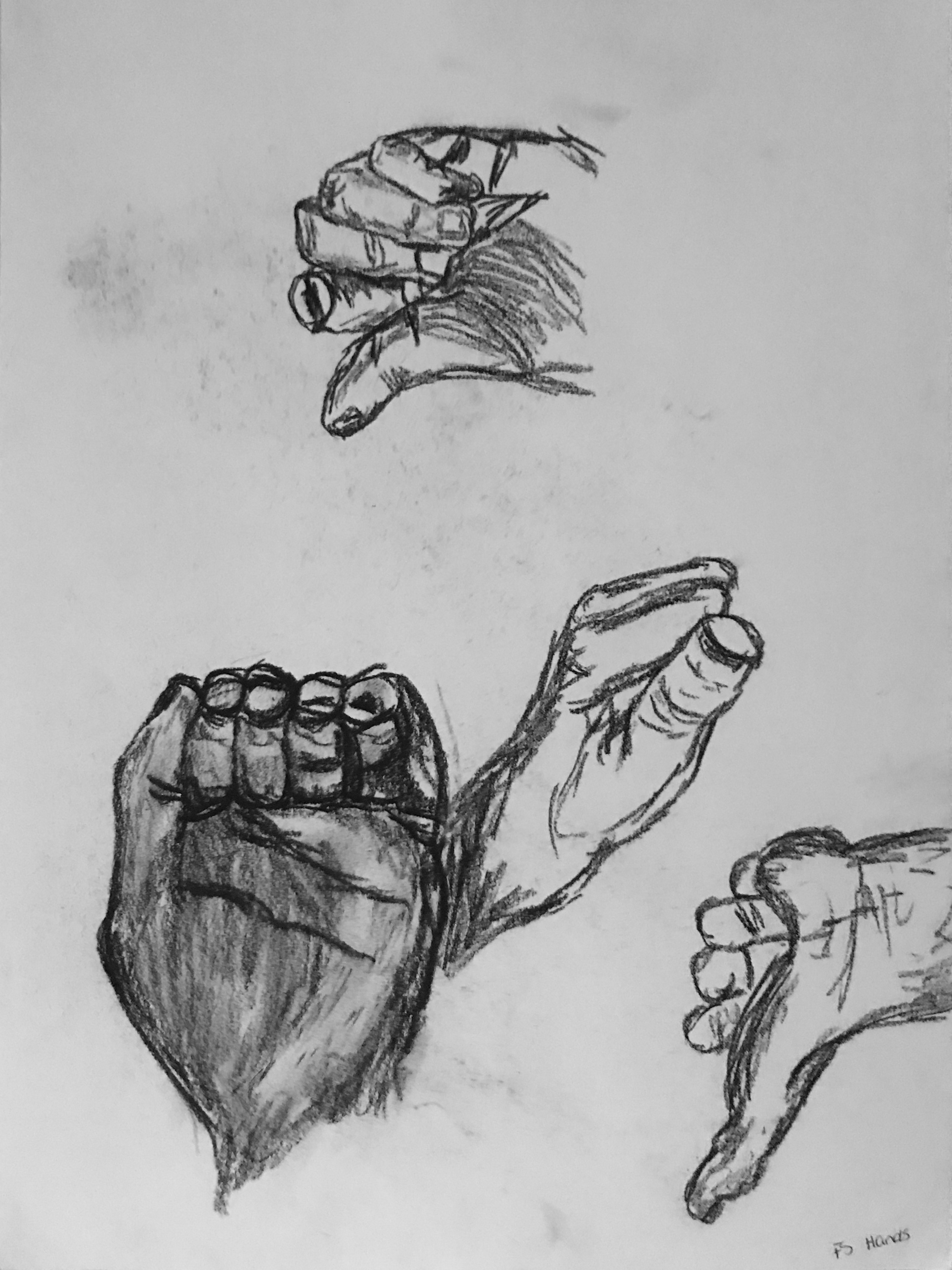 <em>Hands</em><br>Pencil on sketchbook paper<br>13 in x 11 in